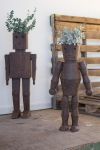 Kalalou Set of Two Metal Robot Planters
